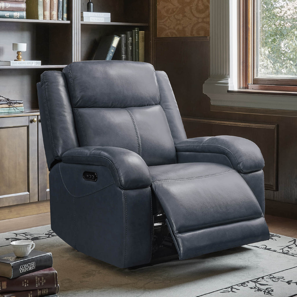 Isaac Genuine Leather Wall Hugger Power Recliner with Power Headrest