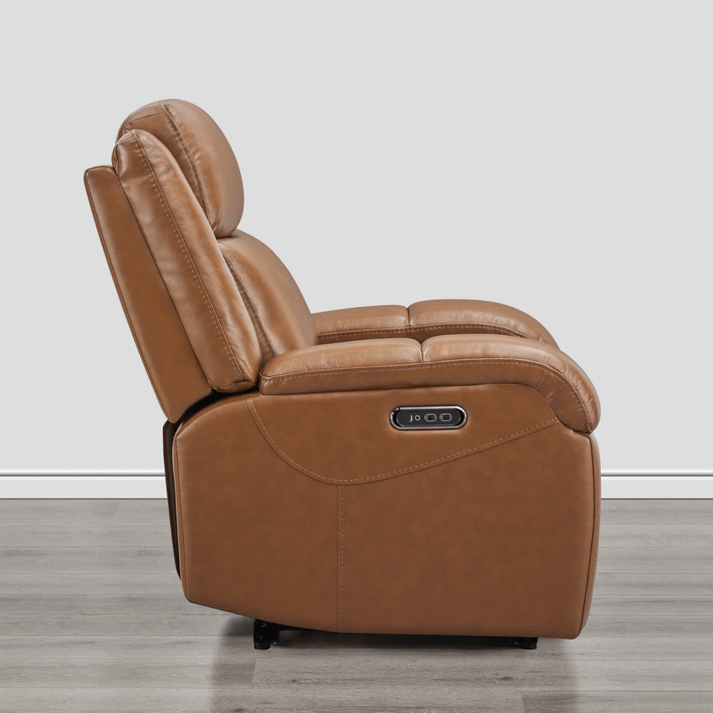Isaac Genuine Leather Wall Hugger Power Recliner with Power Headrest