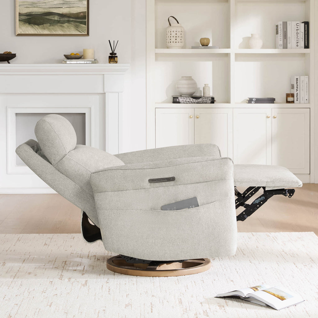 Vinca Power Swivel Nursery Glider Recliner with Power Lumbar & Headrest