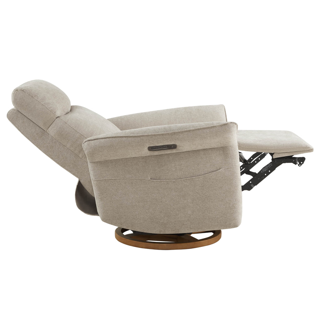 Vinca Modern Power Swivel Glider Recliner with Power Lumbar & Headrest
