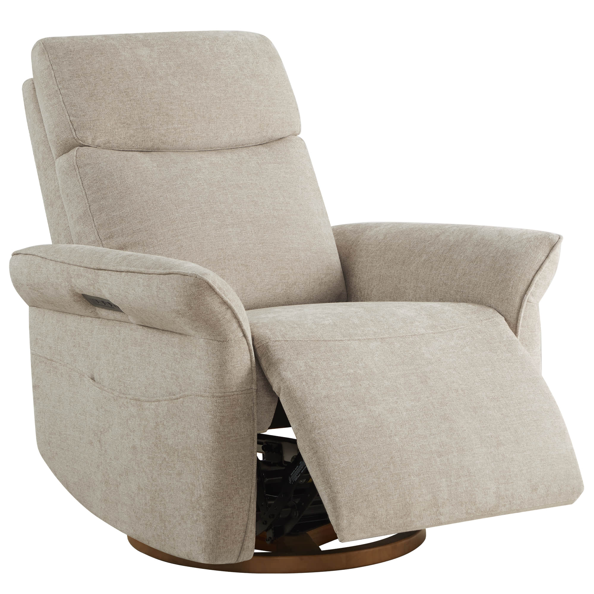 Vinca Modern Power Swivel Glider Recliner with Power Lumbar & Headrest