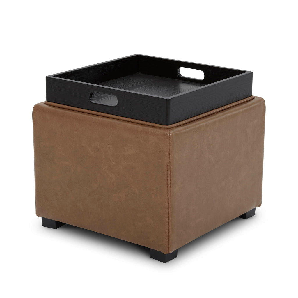 Cube Storage Ottoman - Fabric & Leather