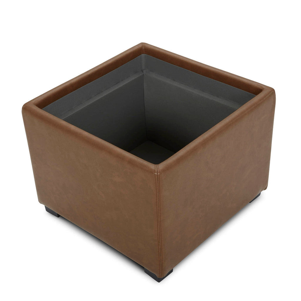 Cube Storage Ottoman - Fabric & Leather