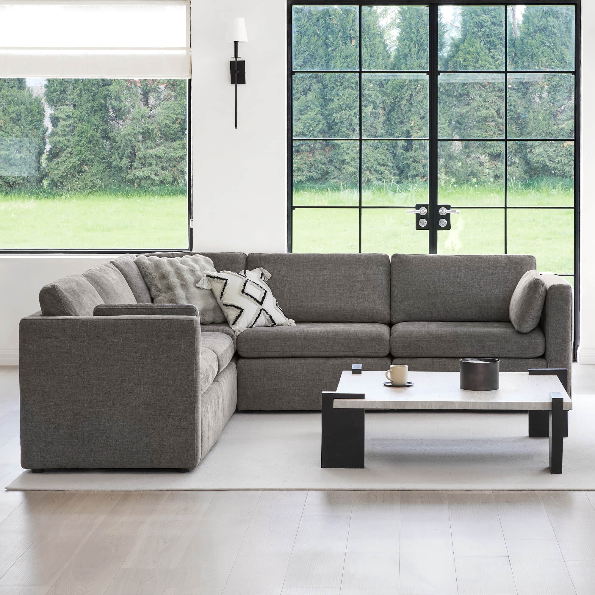Delaney 5-Seat V Shaped Modular Sofa Chaise