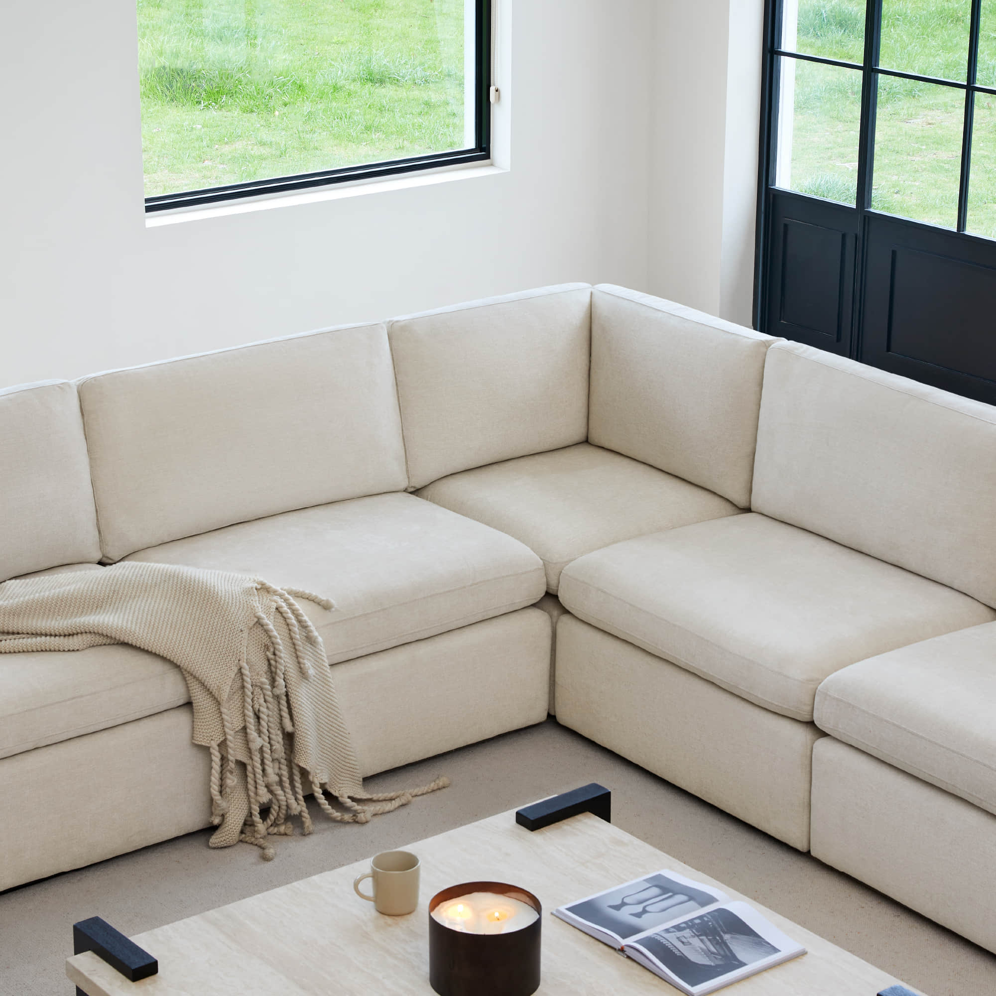 Delaney 5-Seat V Shaped Modular Sofa Chaise