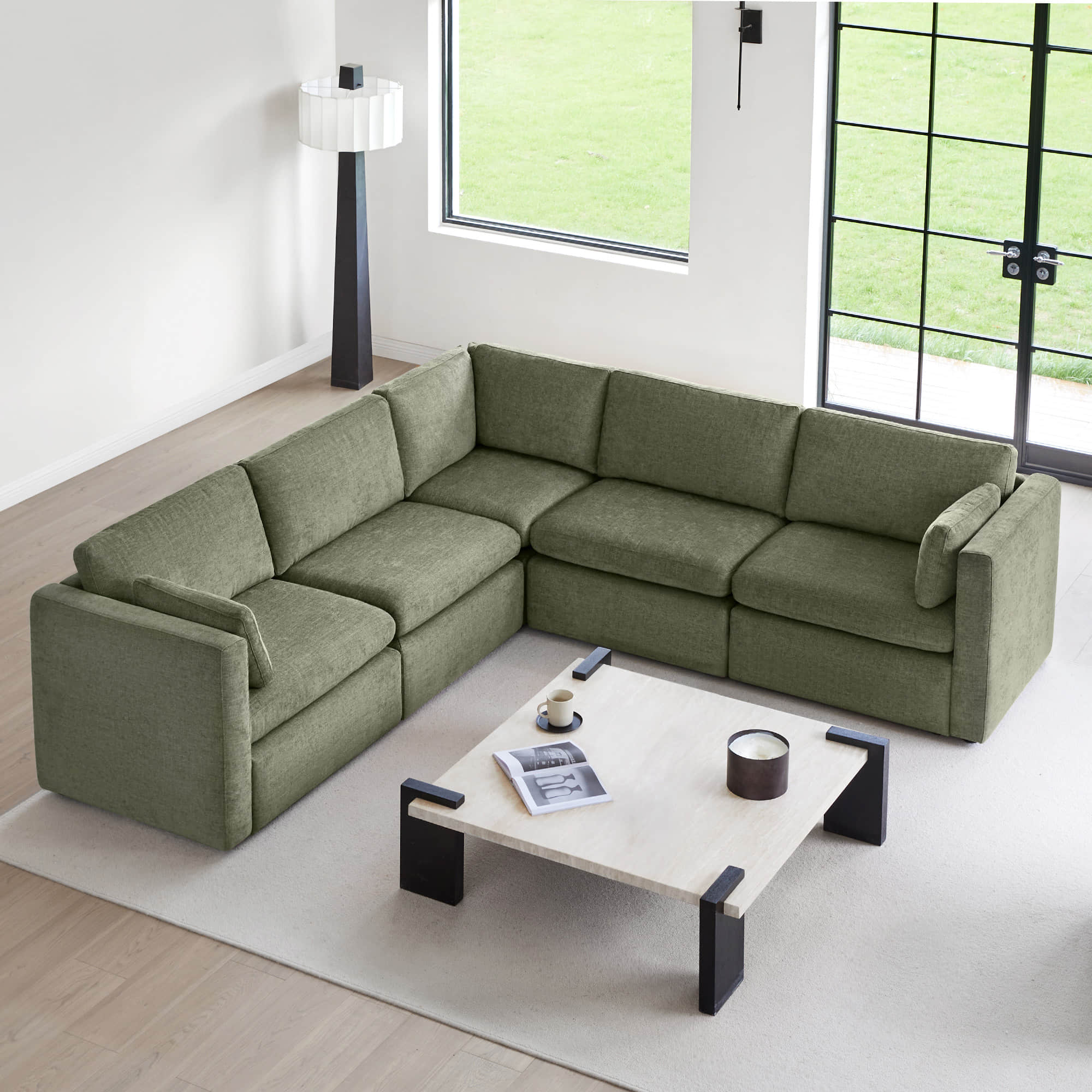 Delaney 5-Seat V Shaped Modular Sofa Chaise