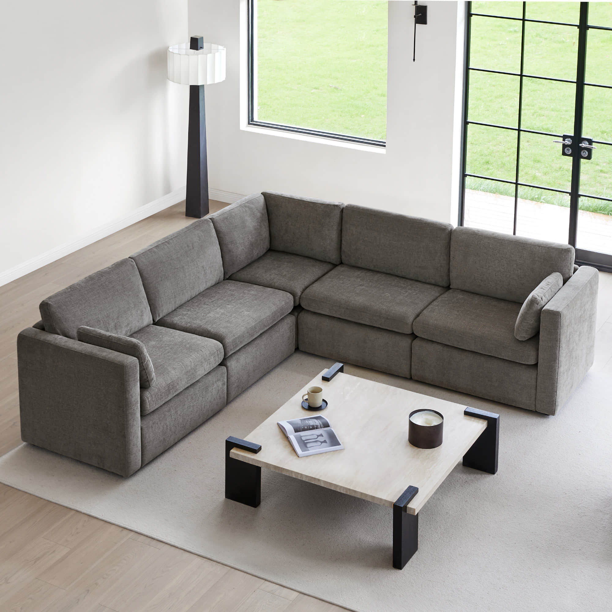 Delaney 5-Seat V Shaped Modular Sofa Chaise