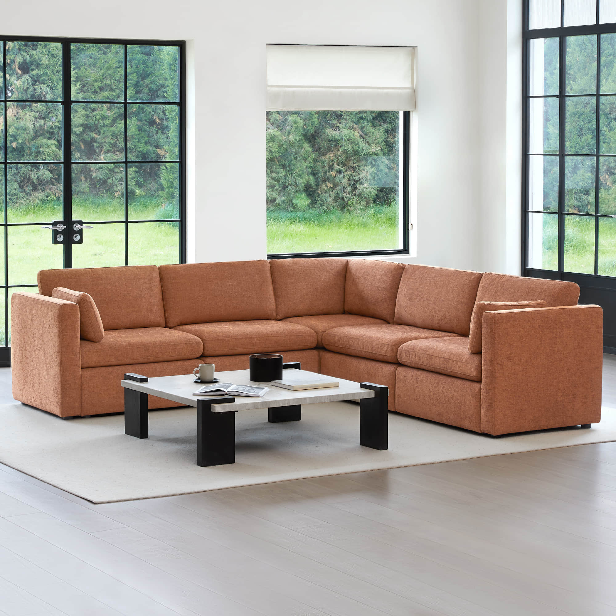 Delaney 5-Seat V Shaped Modular Sofa Chaise