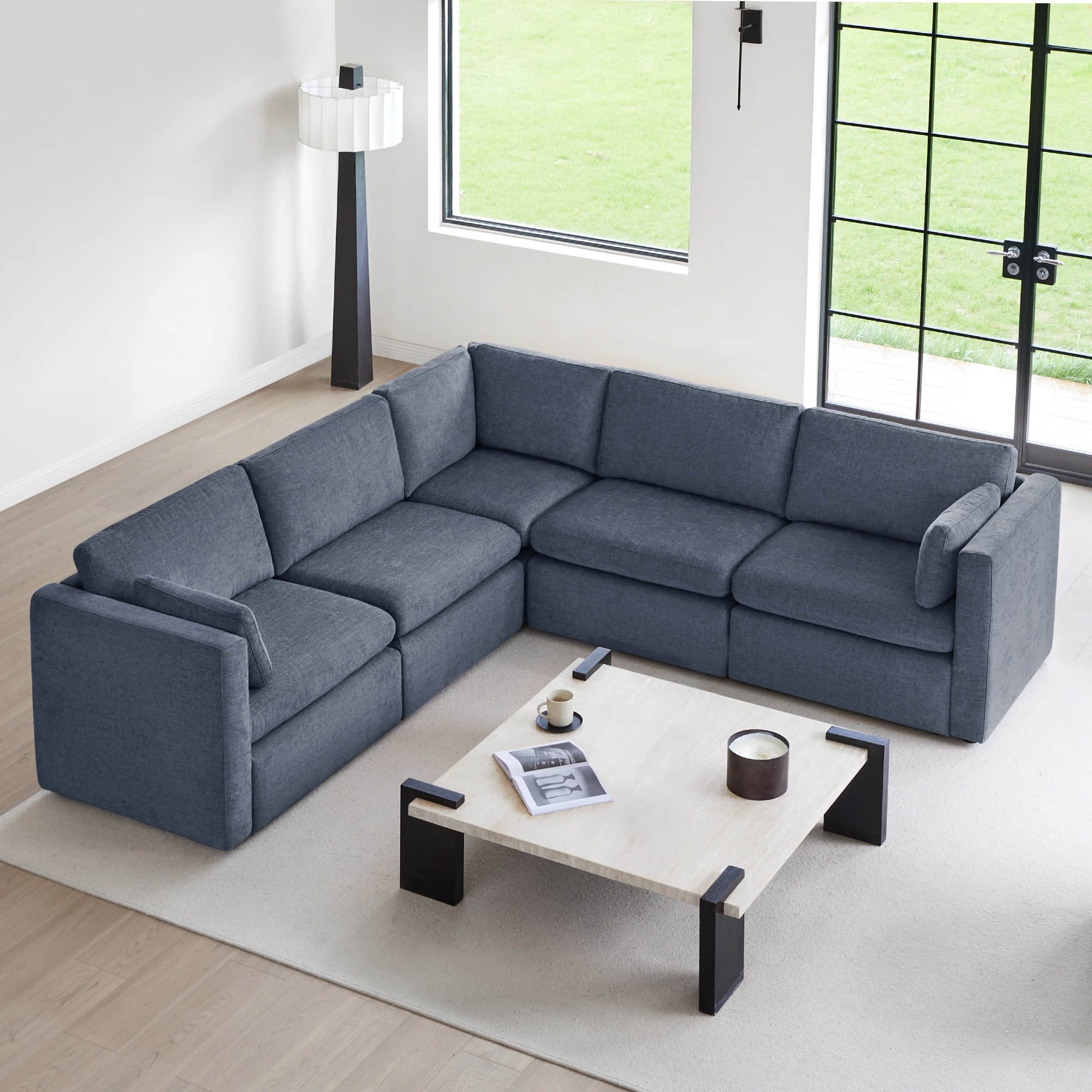 Delaney 5-Seat V Shaped Modular Sofa Chaise