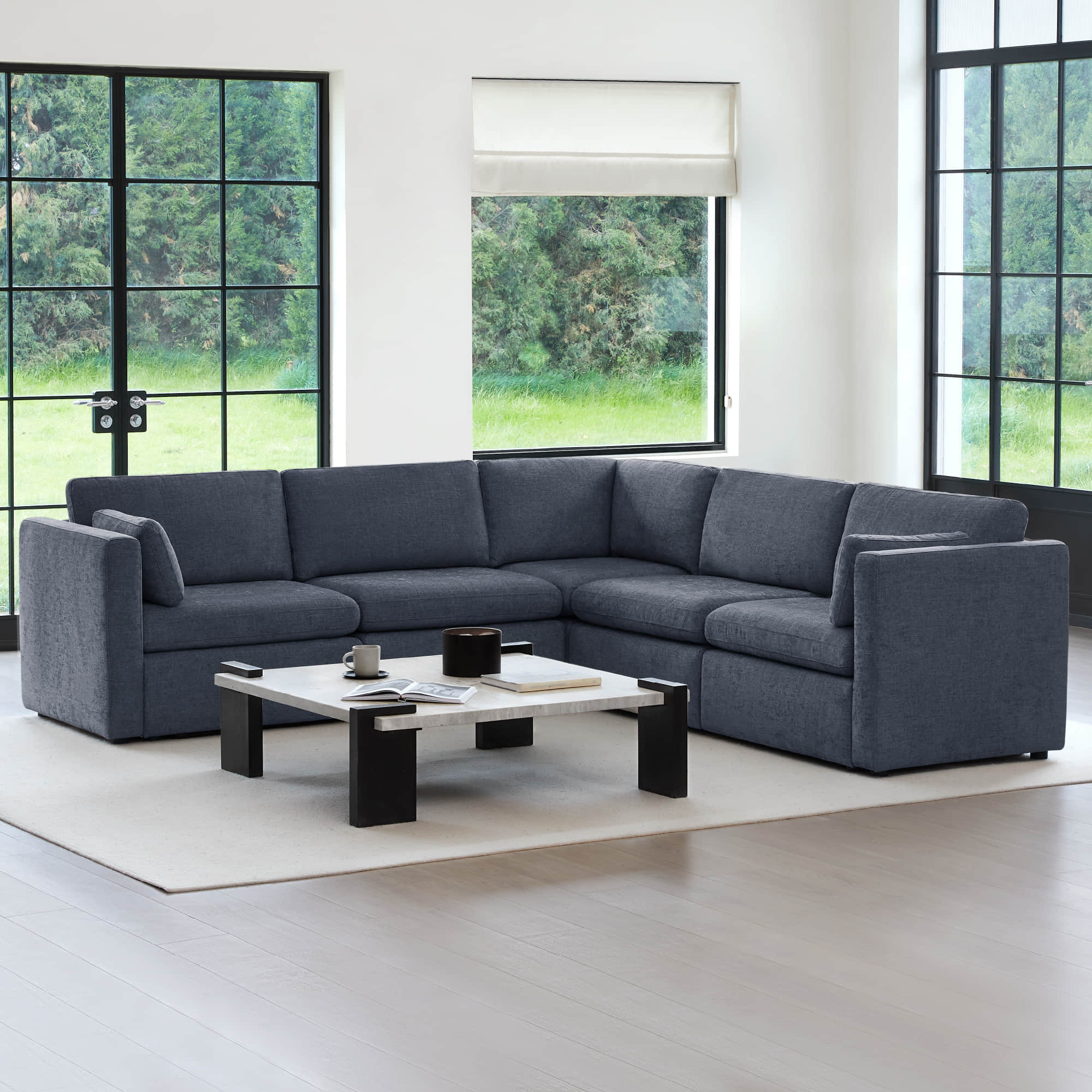 Delaney 5-Seat V Shaped Modular Sofa Chaise