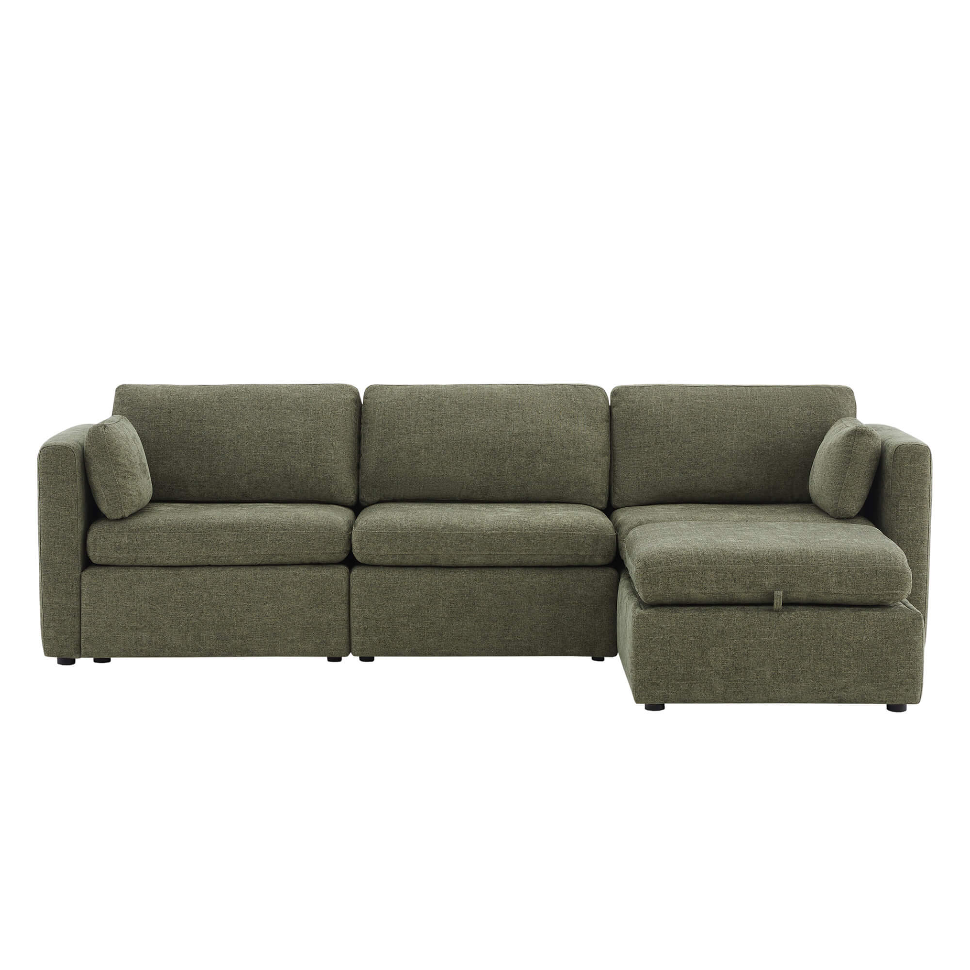 Delaney 4-Seat Modular Sofa Chaise with Storage Ottoman