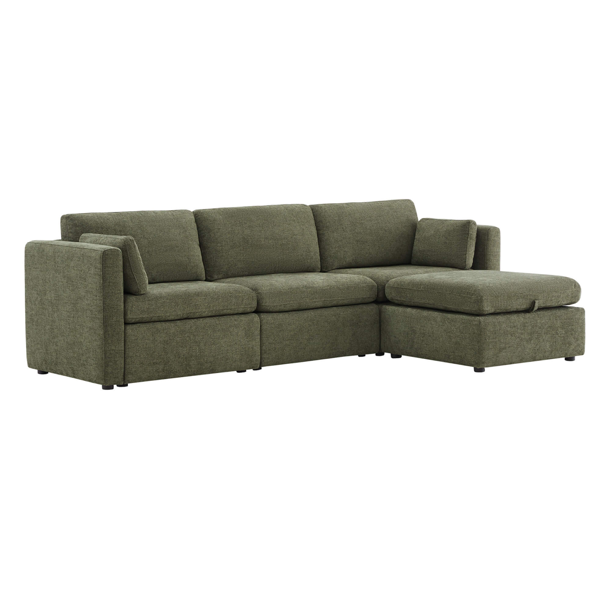 Delaney 4-Seat Modular Sofa Chaise with Storage Ottoman