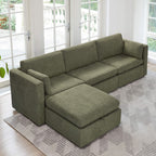 Delaney 4-Seat Modular Sofa Chaise with Storage Ottoman