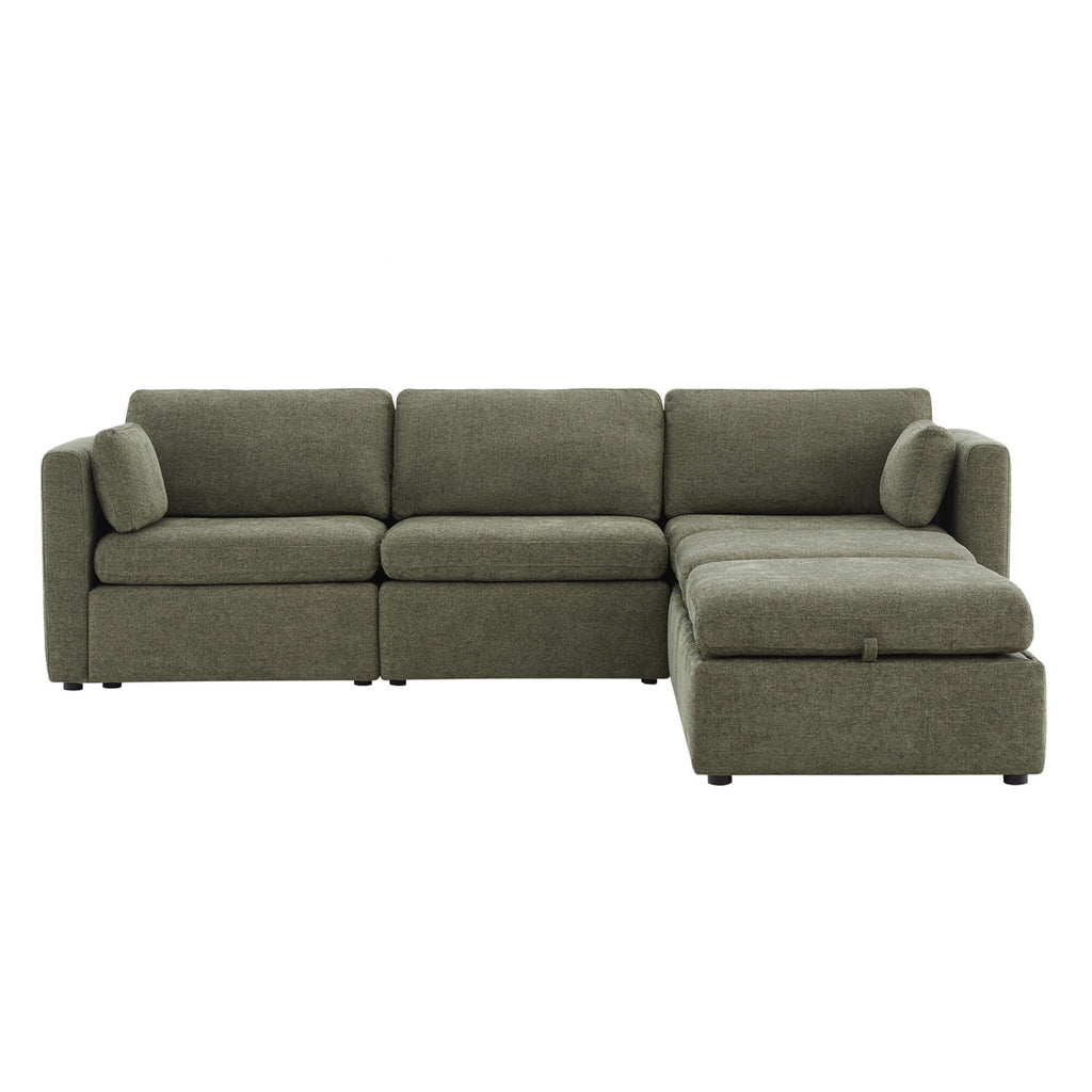 Delaney 5-Seat Modular Sofa Chaise with Storage Ottomans