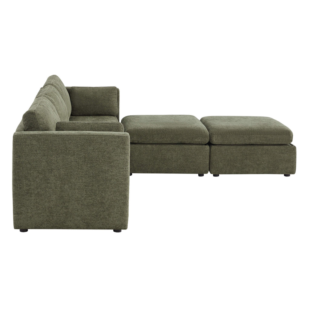 Delaney 5-Seat Modular Sofa Chaise with Storage Ottomans