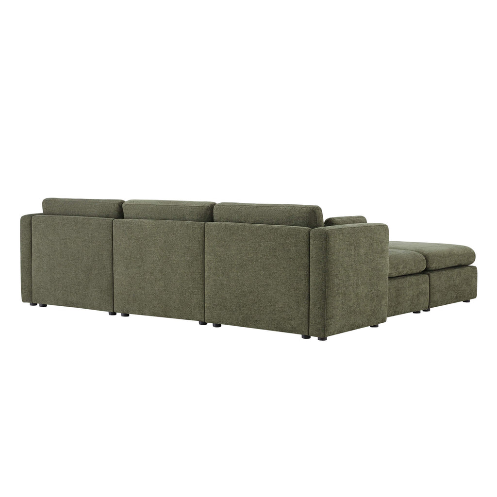 Delaney 5-Seat Modular Sofa Chaise with Storage Ottomans
