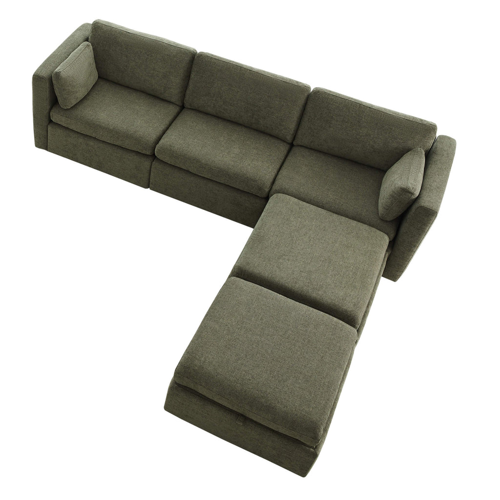 Delaney 5-Seat Modular Sofa Chaise with Storage Ottomans