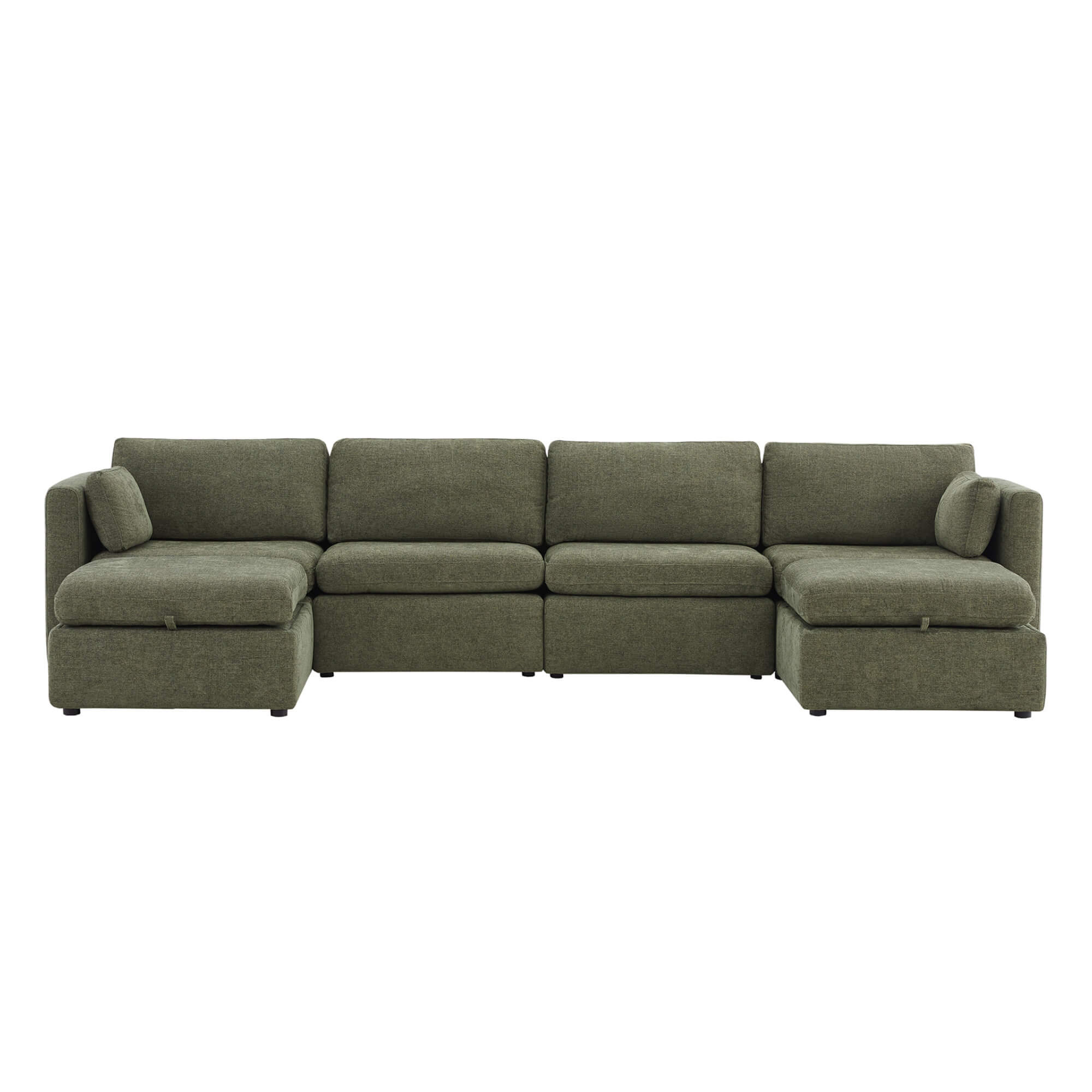 Delaney 6-Seat Modular Sofa Chaise with Storage Ottomans