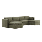 Delaney 6-Seat Modular Sofa Chaise with Storage Ottomans