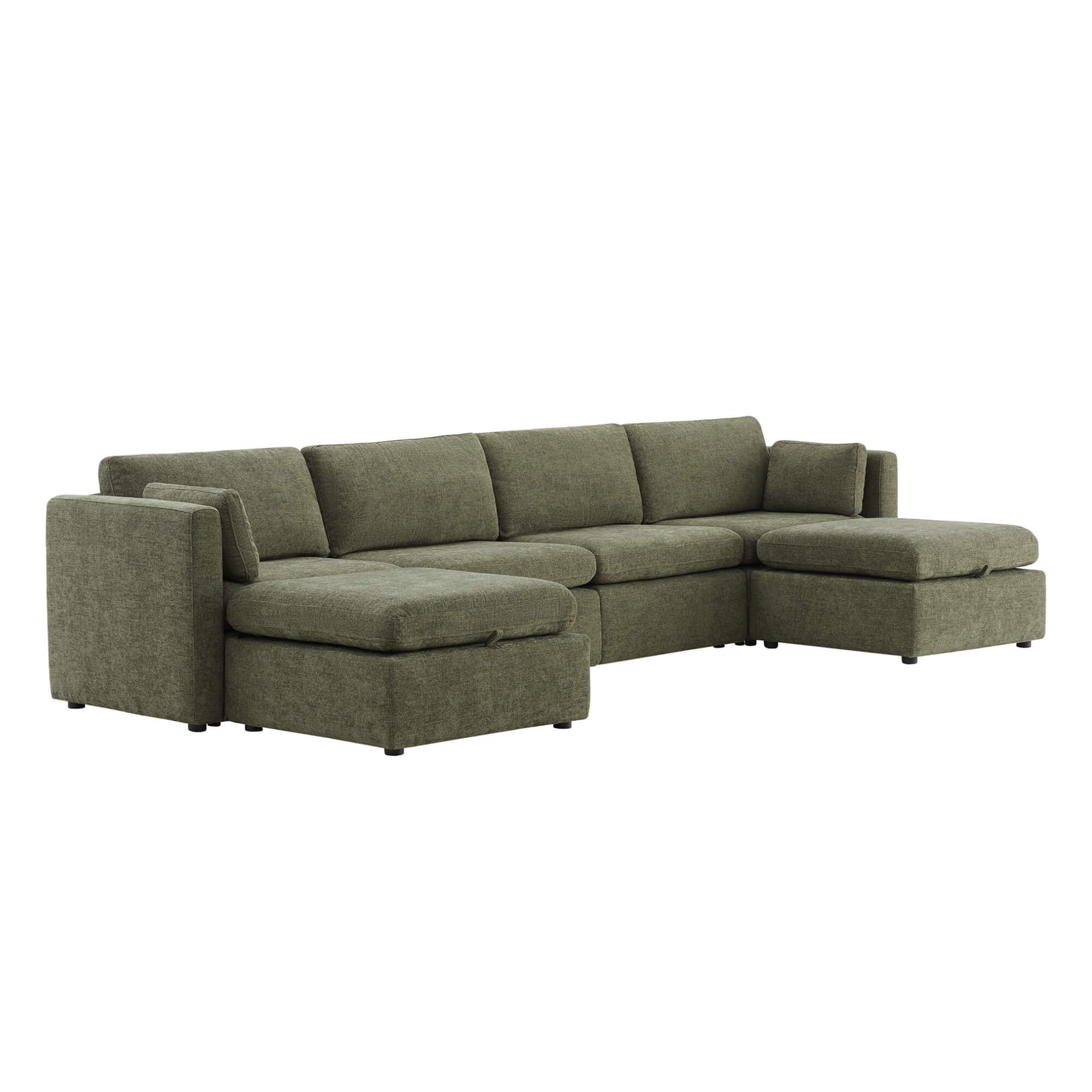 Delaney 6-Seat Modular Sofa Chaise with Storage Ottomans