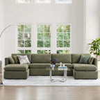 Delaney 6-Seat Modular Sofa Chaise with Storage Ottomans