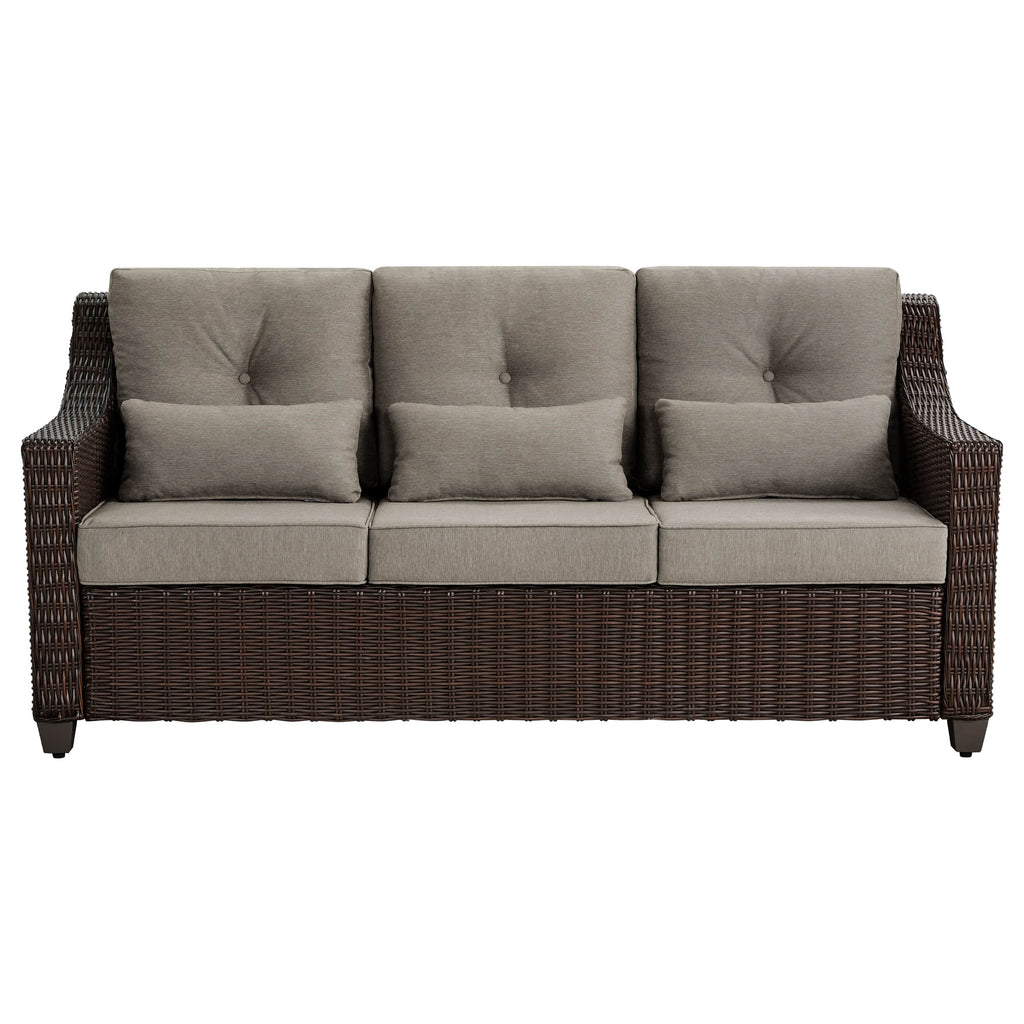 Elara Outdoor Rattan Sofa Set with Rocking Chairs and Coffee Table - 5 Seats