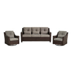 Elara Outdoor Rattan Sofa With Rocking Swivel Armchairs - 5 Seats