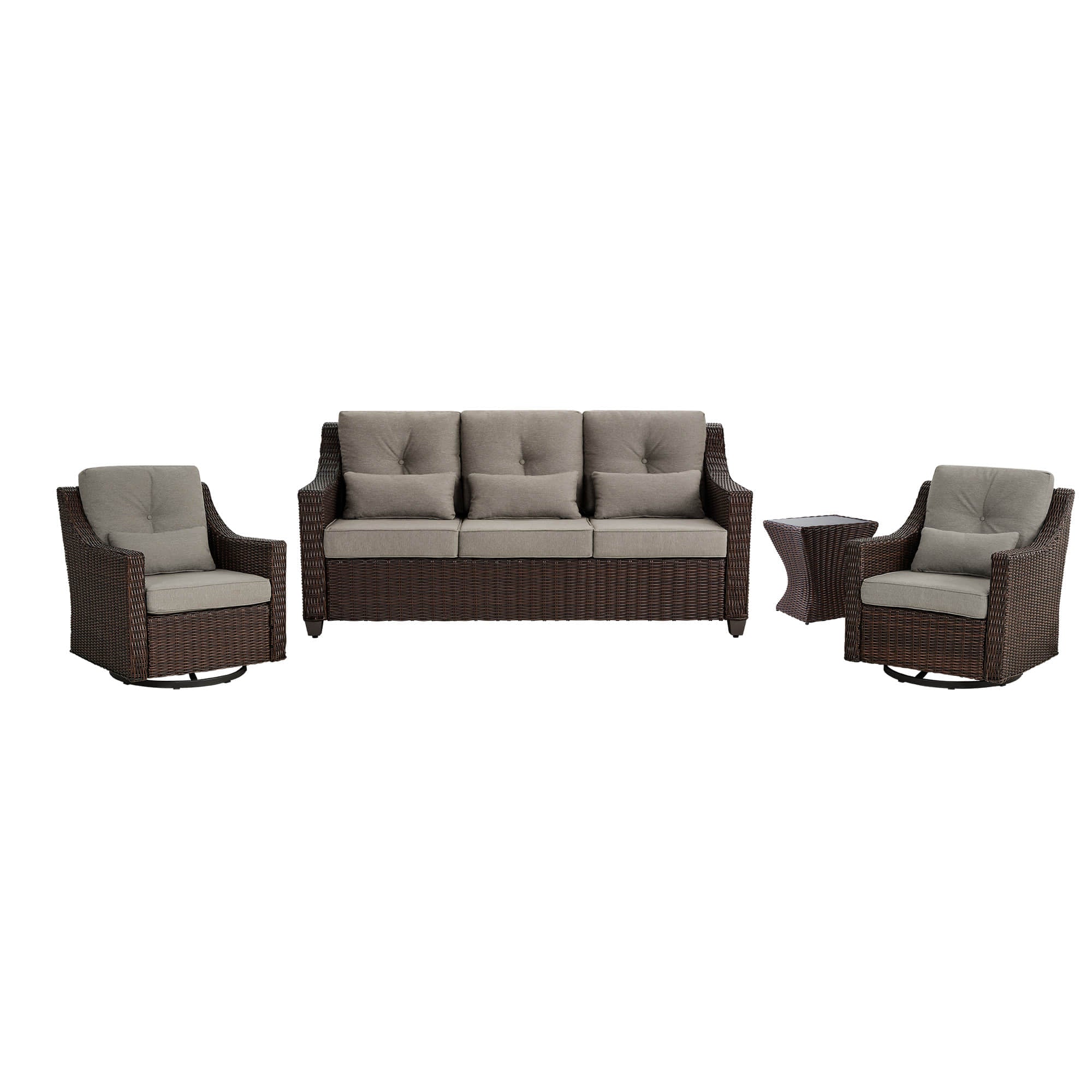 Elara Outdoor Rattan Sofa With Rocking Swivel Armchairs - 5 Seats