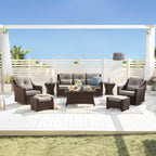 Elara Outdoor Rattan Sofa Set with Rocking Chairs and Coffee Table - 5 Seats