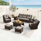 Elara Outdoor Rattan Sofa Set with Rocking Chairs and Coffee Table - 5 Seats