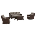 Elara Outdoor Rattan Sofa Set with Rocking Chairs and Coffee Table - 5 Seats