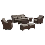 Elara Outdoor Rattan Sofa Set with Rocking Chairs and Coffee Table - 5 Seats