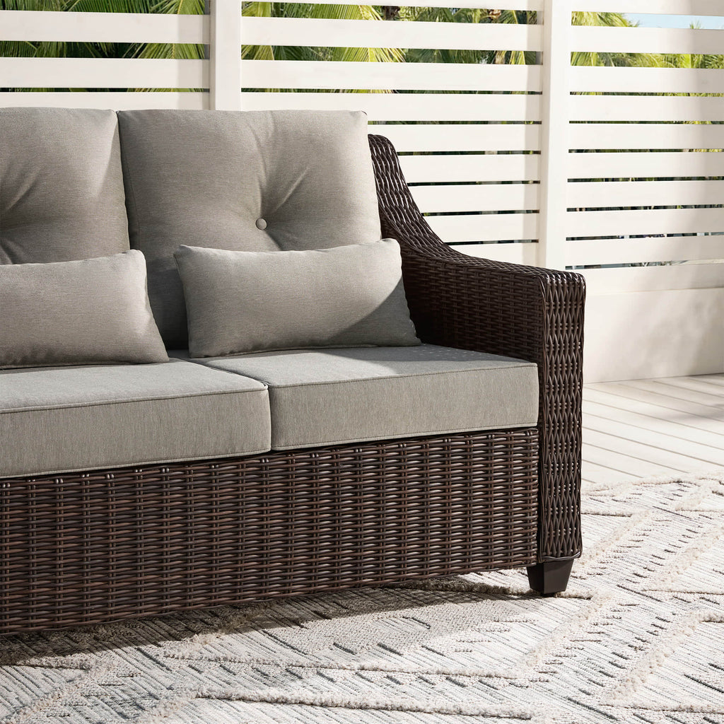 Elara Outdoor Rattan Sofa With Rocking Swivel Armchairs - 5 Seats