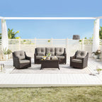 Elara Outdoor Rattan Sofa Set with Rocking Chairs and Coffee Table - 5 Seats