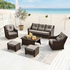 Elara Outdoor Rattan Sofa Set with Rocking Chairs and Coffee Table - 5 Seats