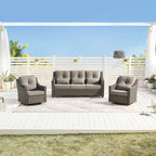 Elara Outdoor Rattan Sofa With Rocking Swivel Armchairs - 5 Seats