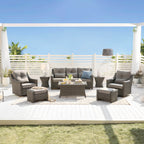 Elara Outdoor Rattan Sofa Set with Rocking Chairs and Coffee Table - 5 Seats