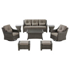 Elara Outdoor Rattan Sofa Set with Rocking Chairs and Coffee Table - 5 Seats