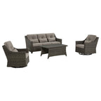 Elara Outdoor Rattan Sofa Set with Rocking Chairs and Coffee Table - 5 Seats