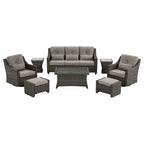 Elara Outdoor Rattan Sofa Set with Rocking Chairs and Coffee Table - 5 Seats