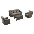 Elara Outdoor Rattan Sofa Set with Rocking Chairs and Coffee Table - 5 Seats
