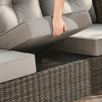 Elara Outdoor Rattan Sofa Set with Rocking Chairs and Coffee Table - 5 Seats