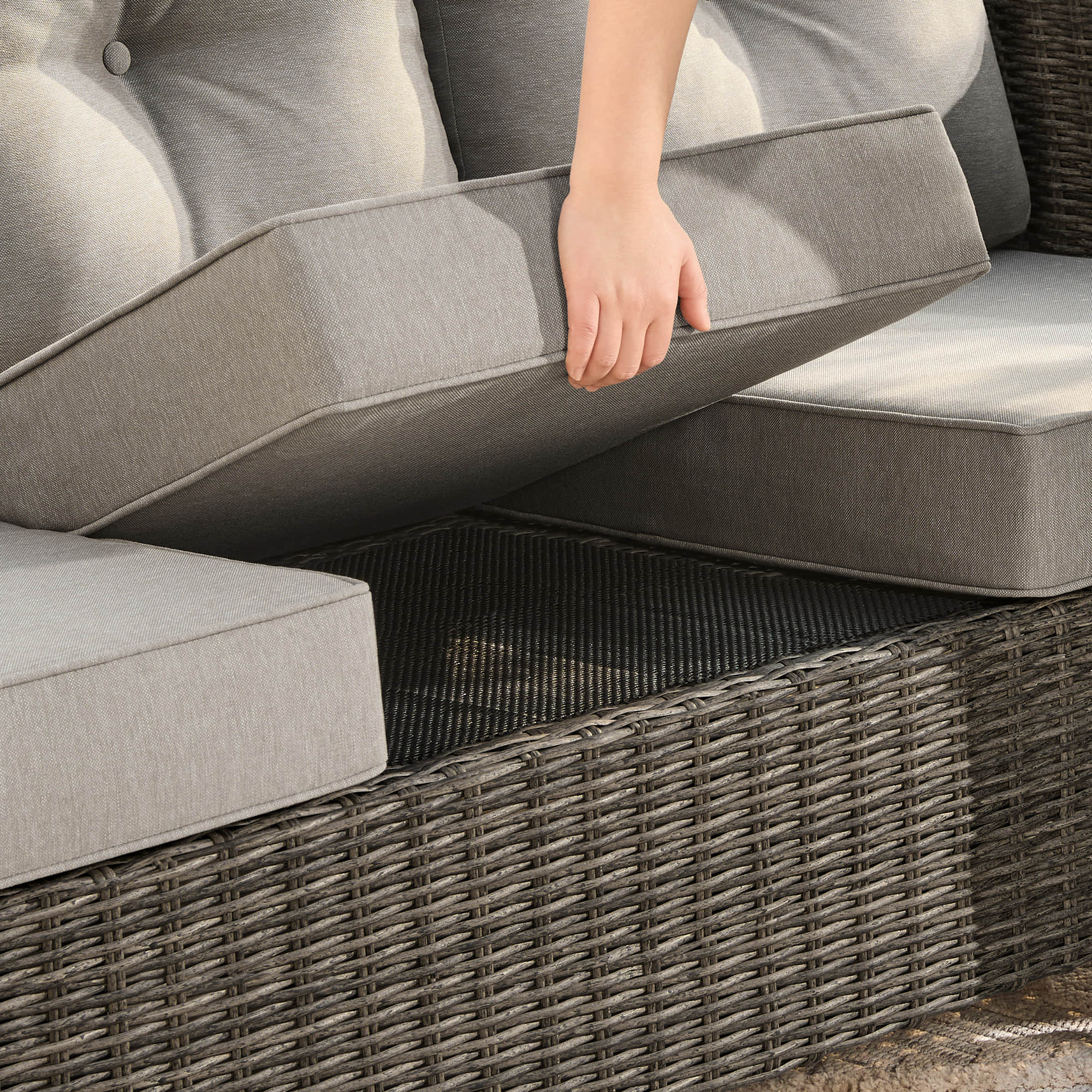 Elara Outdoor Rattan Sofa With Rocking Swivel Armchairs - 5 Seats