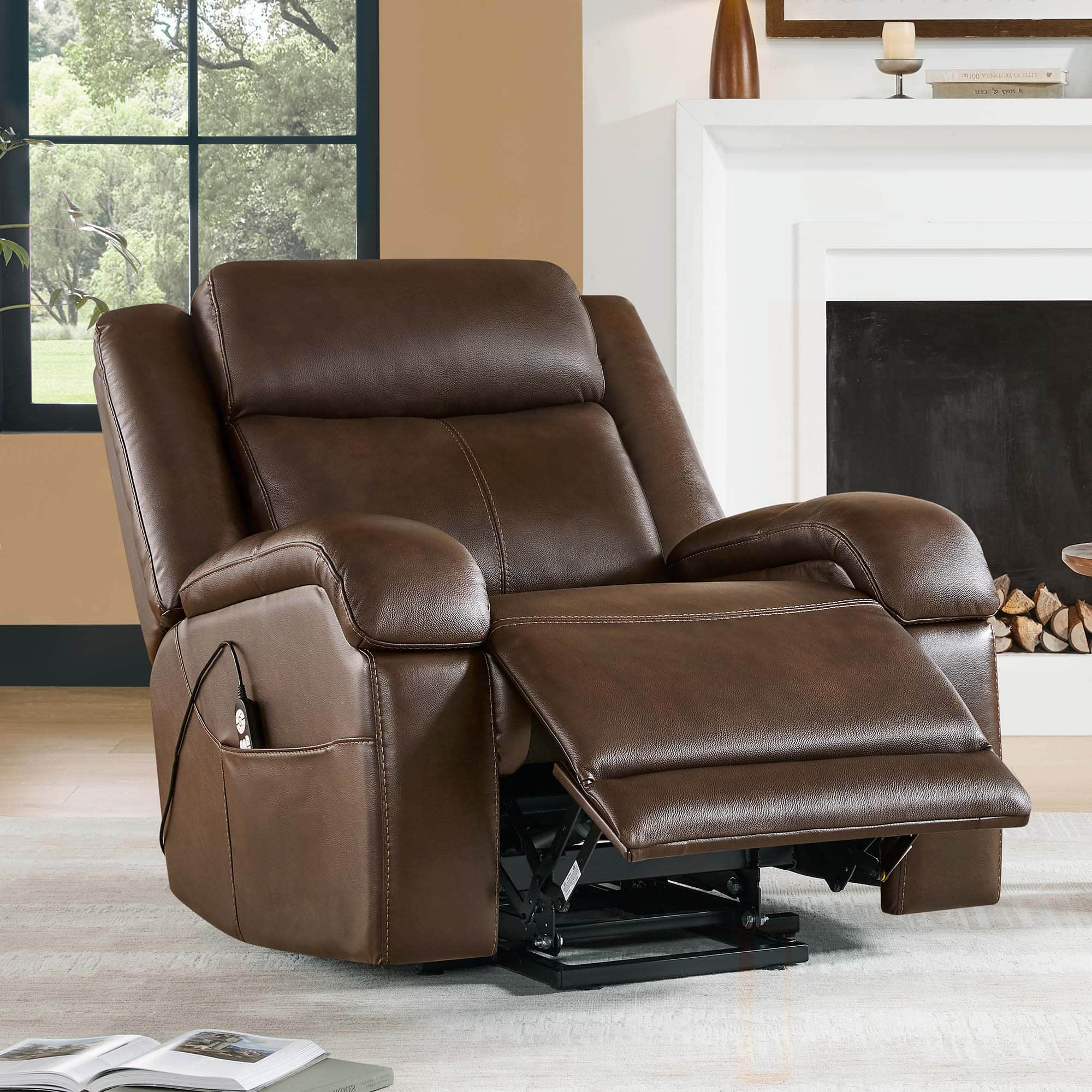Isaac Genuine Leather Lift Assist Recliner With Power Headrest