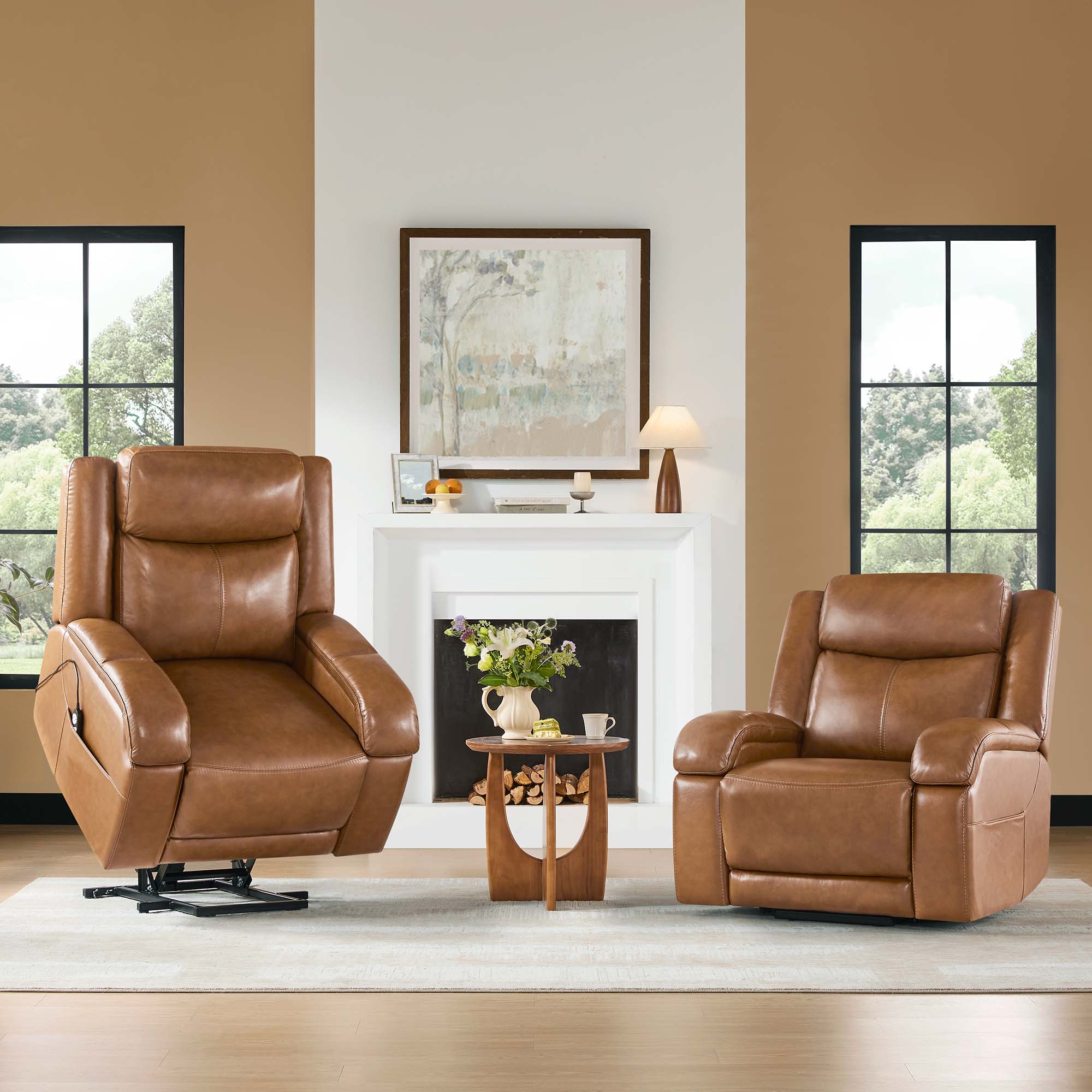 Isaac Genuine Leather Lift Assist Recliner With Power Headrest