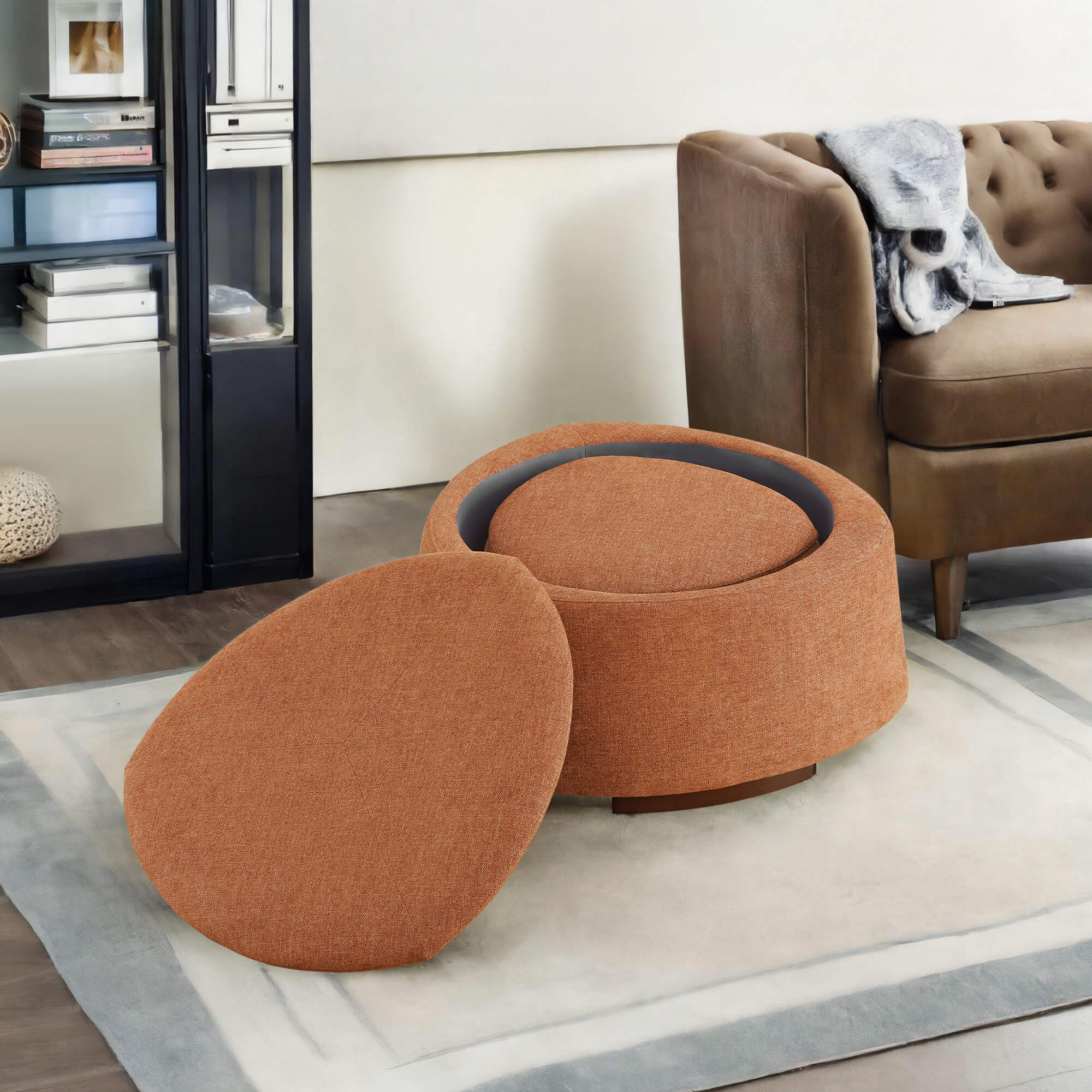 Twin Stone-shaped Storage Modern Ottoman