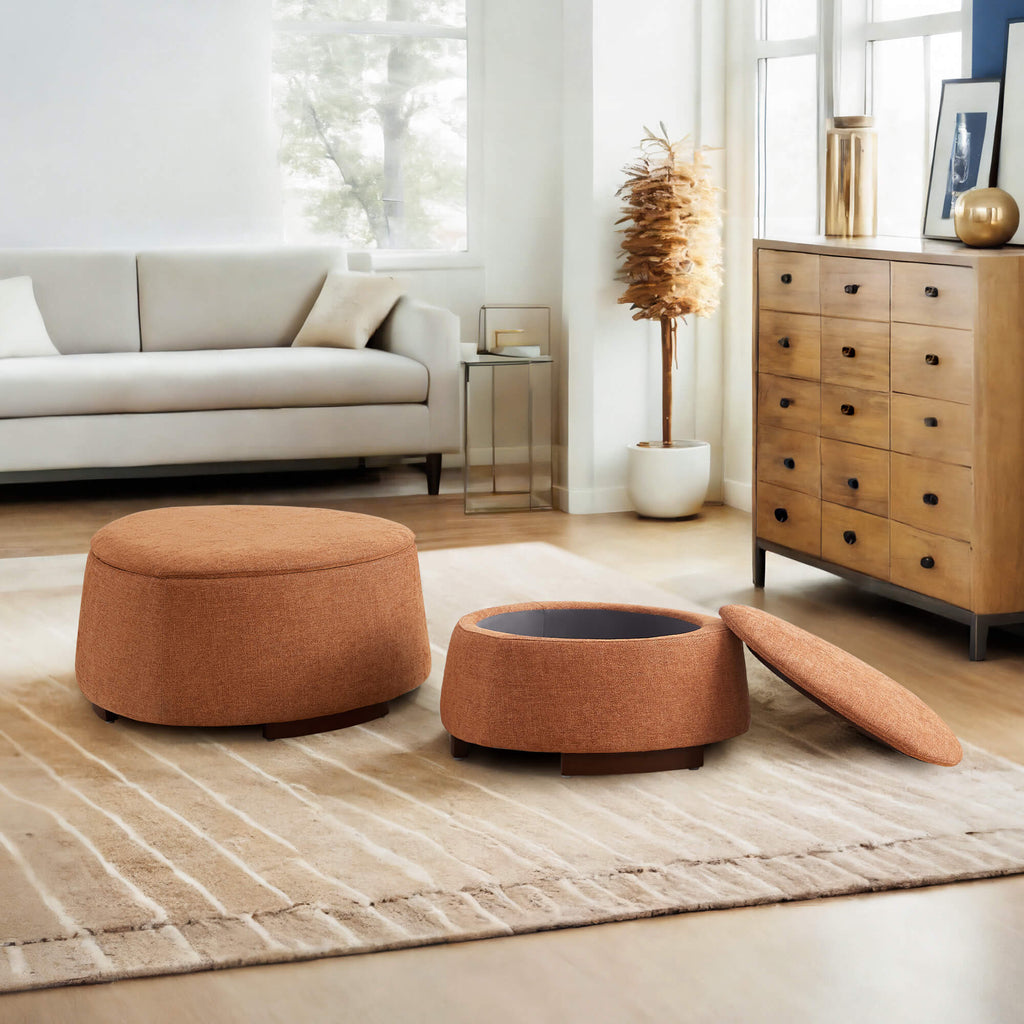 Twin Stone-shaped Storage Modern Ottoman