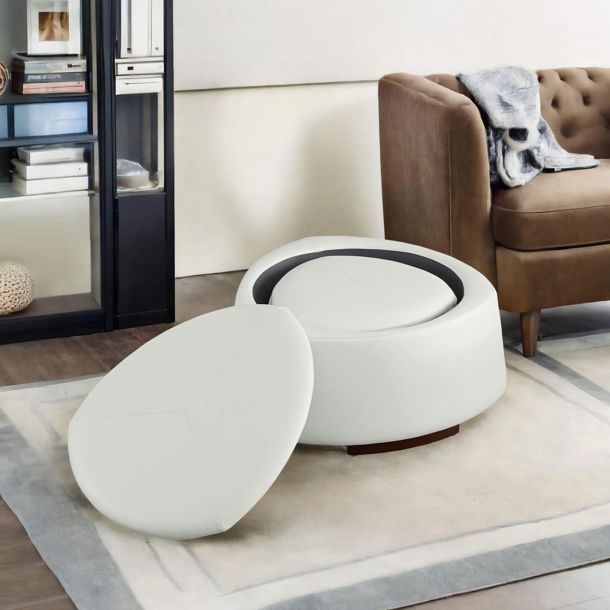 Twin Stone-shaped Storage Modern Ottoman