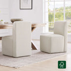 Aida Performance Fabric Rolling Dining Chair With Casters Base