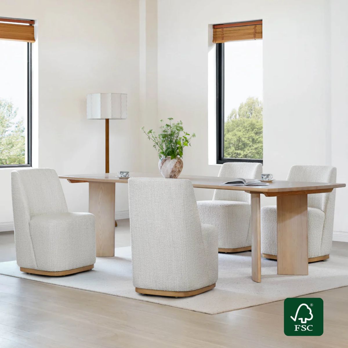 Lilibet Wingback Rolling Dining Chair With Casters